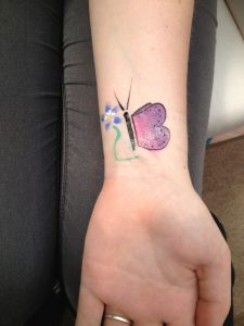 coloured small butterfly tattoo 1