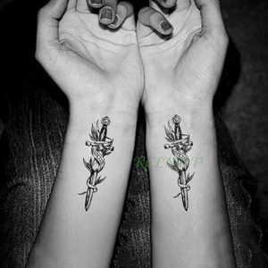 impermeable etiqueta engomada del tatuaje temporal daga cuchillo ancla flash tatuaje falso tatuaje brazo mu eca.jpg q50