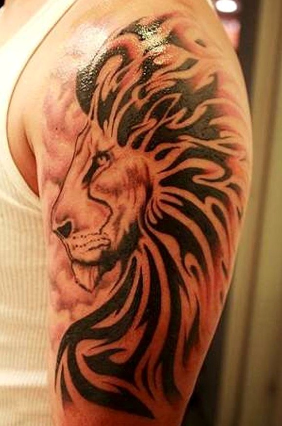 beautiful lion tribal tattoo