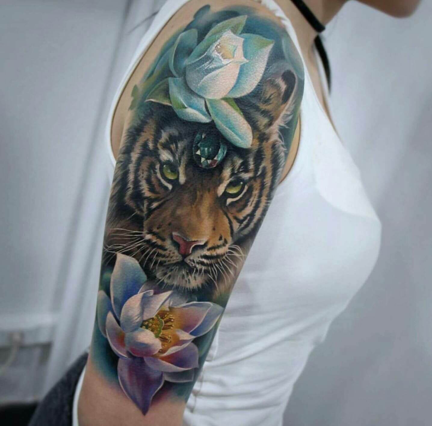 tiger half sleeve tattoo women